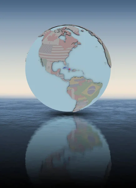 Cuba National Flag Globe Water Surface Illustration — Stock Photo, Image