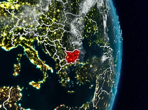 Болгарії Космосу Планеті Земля Вночі Видимими Кордони Ілюстрації Елементи Цього — стокове фото