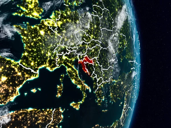 Хорватія Від Місця Планеті Земля Вночі Видимими Кордони Ілюстрації Елементи — стокове фото