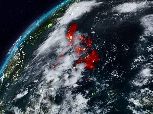 Filipinler Planet Earth görünür ülke sınırları ile gece. 3D çizim. Nasa tarafından döşenmiş bu görüntü unsurları.