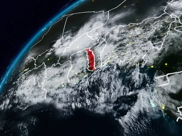 Togo Планеті Земля Вночі Видимими Кордони Ілюстрації Елементи Цього Зображенні — стокове фото