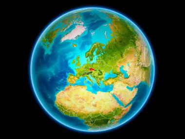 Çek Cumhuriyeti uzaydan görünür ülke sınırları kırmızı. 3D çizim. Nasa tarafından döşenmiş bu görüntü unsurları.