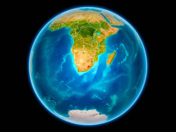 Λεσότο Κόκκινο Χρώμα Σύνορα Χώρας Ορατό Από Διάστημα Απεικόνιση Στοιχεία — Φωτογραφία Αρχείου