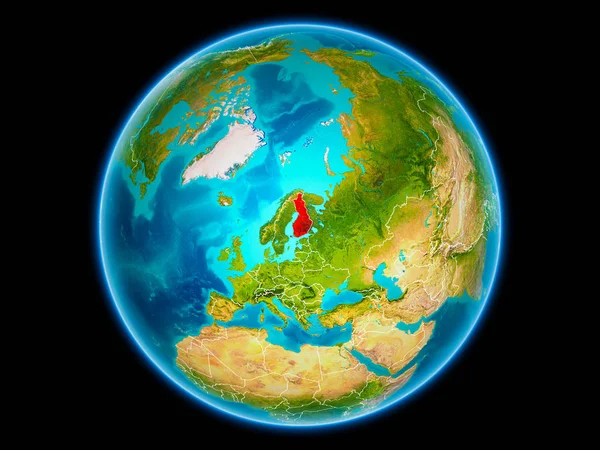 Finsko Červené Barvě Hranice Viditelné Země Vesmíru Obrázek Prvky Tohoto — Stock fotografie