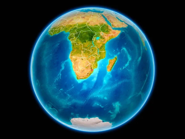 Свазиленд Красном Видимыми Границами Страны Космоса Иллюстрация Элементы Этого Изображения — стоковое фото