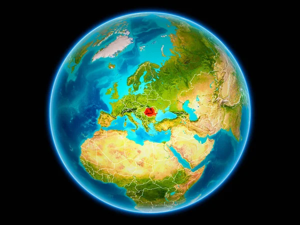 Rumunsko Červené Barvě Hranice Viditelné Země Vesmíru Obrázek Prvky Tohoto — Stock fotografie