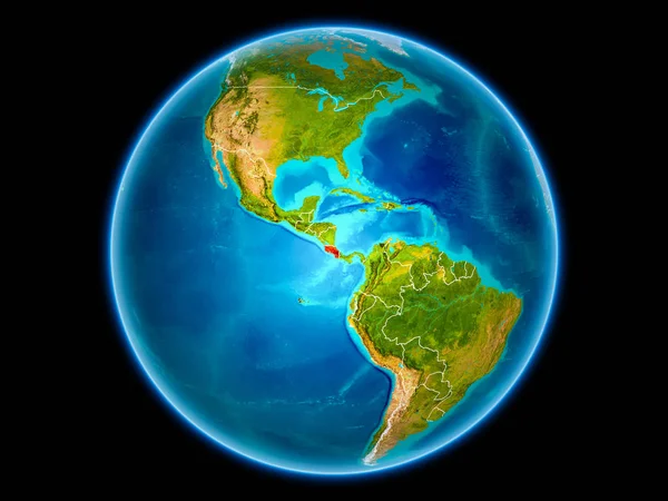 Коста Рика Красного Цвета Видимыми Границами Страны Космоса Иллюстрация Элементы — стоковое фото