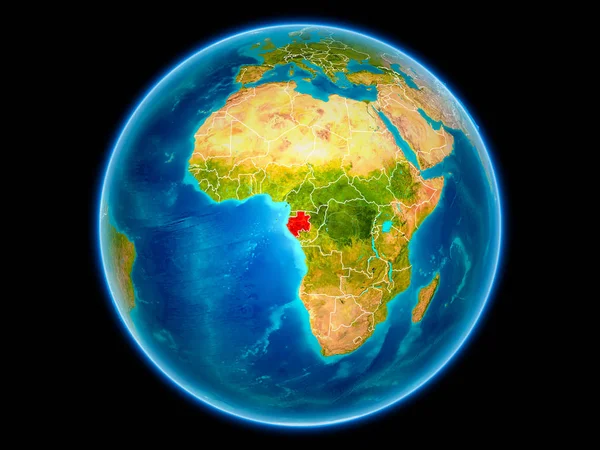 Γκαμπόν Κόκκινο Χρώμα Σύνορα Χώρας Ορατό Από Διάστημα Απεικόνιση Στοιχεία — Φωτογραφία Αρχείου