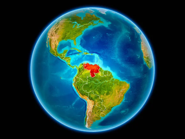 Venezuela Rood Met Zichtbare Landsgrenzen Vanuit Ruimte Illustratie Elementen Van — Stockfoto