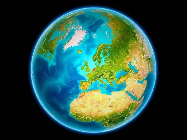 Nederland Rood Met Zichtbare Landsgrenzen Vanuit Ruimte Illustratie Elementen Van — Stockfoto