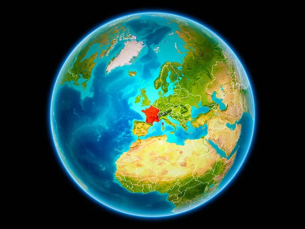 Frankreich Rot Mit Sichtbaren Ländergrenzen Aus Dem All Illustration Elemente — Stockfoto