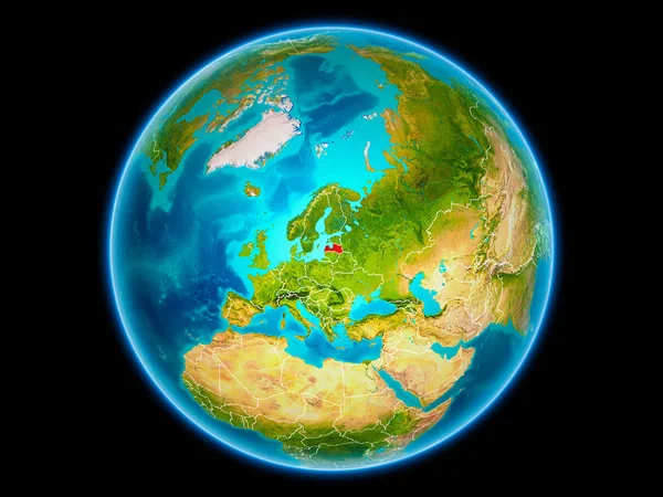 Lotyšsko Červené Barvě Hranice Viditelné Země Vesmíru Obrázek Prvky Tohoto — Stock fotografie