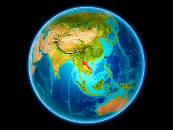 老挝在红色与可看见的国家边界从空间 Nasa 提供的这个图像的元素 — 图库照片