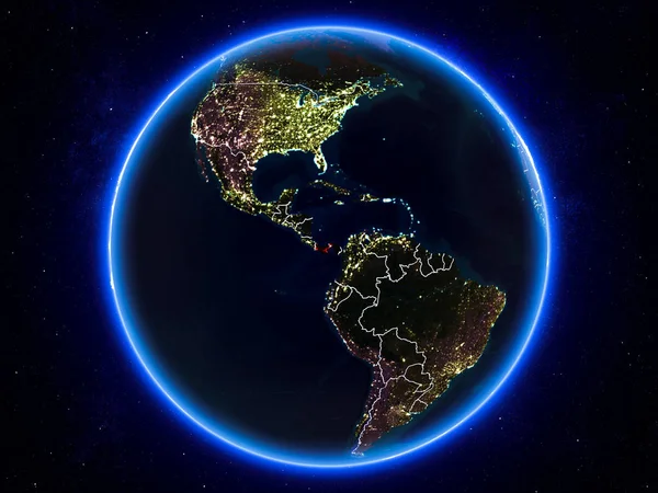 Panama Mis Évidence Rouge Sur Planète Terre Nuit Avec Des — Photo