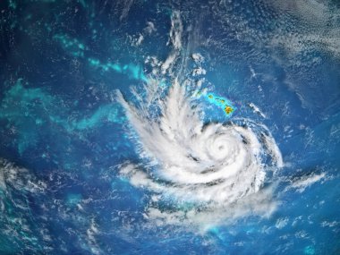 Uzaydan gelen kasırga Lane. 3D çizim. Nasa tarafından döşenmiş bu görüntü unsurları.