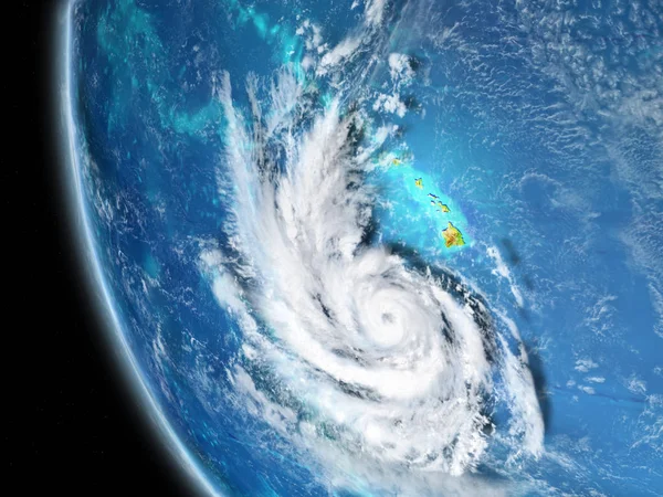 Λωρίδα Τυφώνας Από Διάστημα Πλησιάζει Χαβάη Απεικόνιση Στοιχεία Αυτής Της — Φωτογραφία Αρχείου