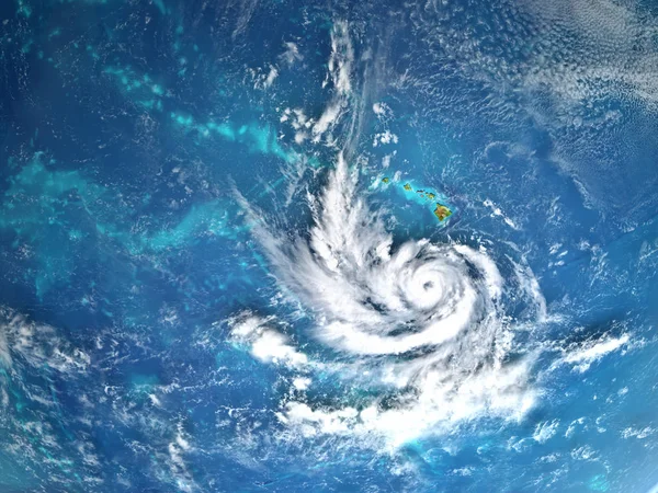 飓风车道接近夏威夷在2018年8月 Nasa 提供的这个图像的元素 — 图库照片