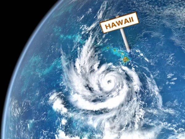 Простір Подання Lane Ураган Наближається Гаваї Серпні 2018 Році Ілюстрації — стокове фото
