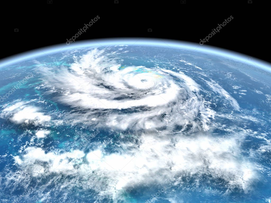 Hurricane Lane in central Pacific approaching Hawaii in August 2018. 3D illustration. Elements of this image furnished by NASA.