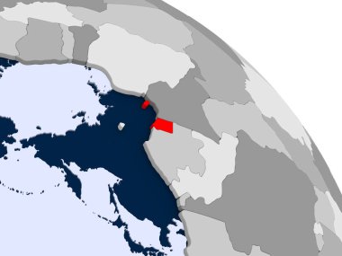 Ekvator Ginesi kırmızı şeffaf okyanuslar ile dünya üzerinde vurgulanan Illustration. 3D çizim.