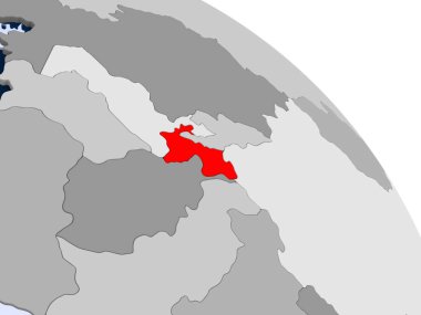 Kırmızı şeffaf okyanuslar ile dünya üzerinde vurgulanan Tacikistan Illustration. 3D çizim.