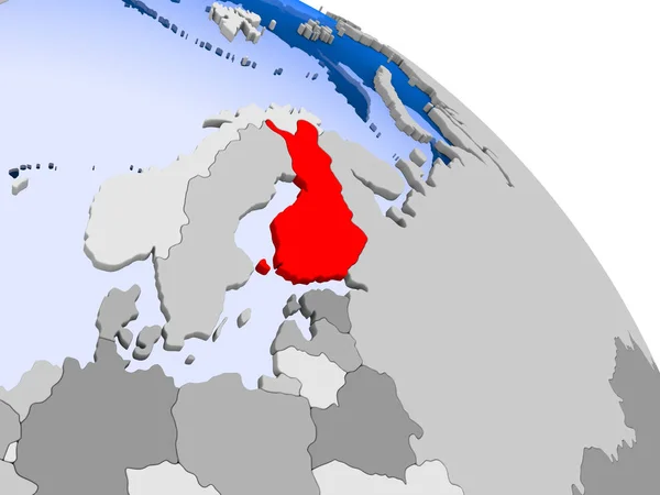 Illustration Finlande Soulignée Rouge Sur Globe Avec Des Océans Transparents — Photo