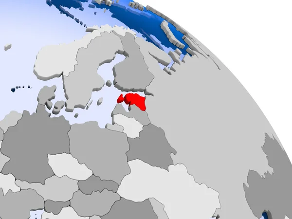 Ilustrace Estonska Zvýrazněny Červeně Zeměkouli Transparentní Oceány Obrázek — Stock fotografie