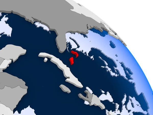 Ilustrace Baham Zvýrazněny Červeně Zeměkouli Transparentní Oceány Obrázek — Stock fotografie