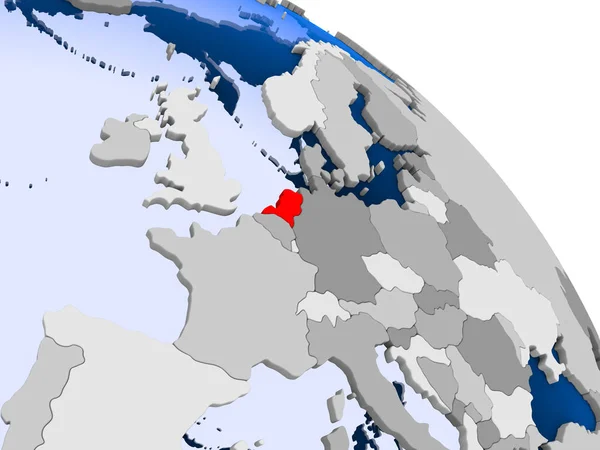 Kırmızı Şeffaf Okyanuslar Ile Dünya Üzerinde Vurgulanan Hollanda Illustration Çizim — Stok fotoğraf