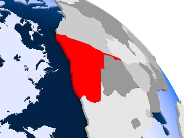 Ilustracja Namibii Zaznaczone Czerwono Globus Przezroczystym Oceanów Ilustracja — Zdjęcie stockowe