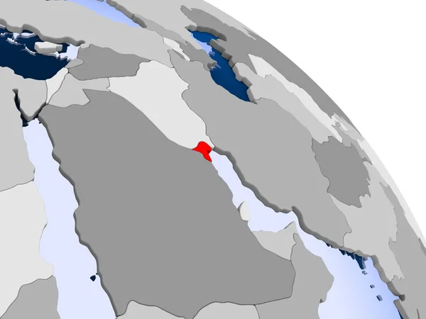 Illustrazione Del Kuwait Evidenziato Rosso Sul Globo Con Oceani Trasparenti — Foto Stock