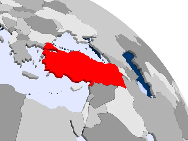 透明な海で 世界の赤で強調表示されているトルコのイラスト イラストレーション — ストック写真