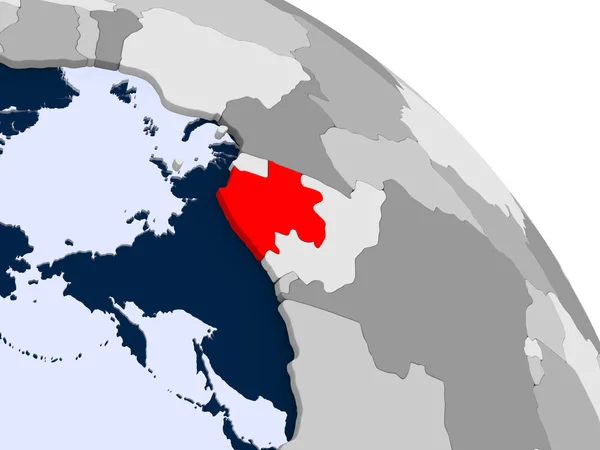 Иллюстрация Габона Выделена Красным Земном Шаре Прозрачными Океанами Иллюстрация — стоковое фото