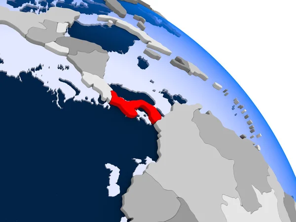 Ilustracja Panamy Zaznaczone Czerwono Globus Przezroczystym Oceanów Ilustracja — Zdjęcie stockowe
