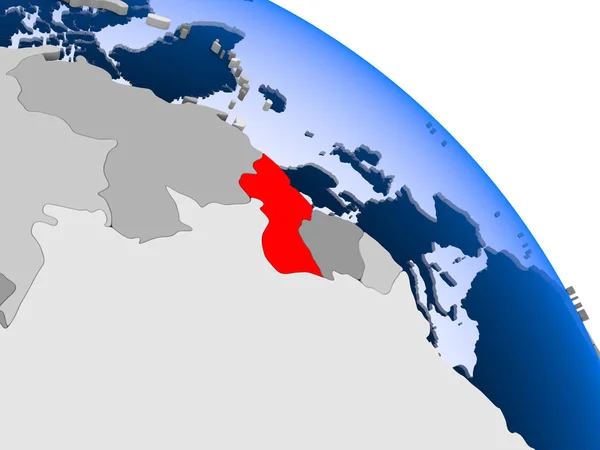 Kırmızı Şeffaf Okyanuslar Ile Dünya Üzerinde Vurgulanan Guyana Illustration Çizim — Stok fotoğraf