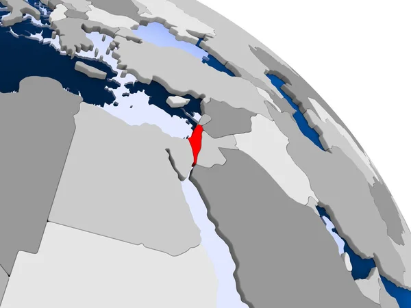 Ilustração Israel Destacada Vermelho Globo Com Oceanos Transparentes Ilustração — Fotografia de Stock