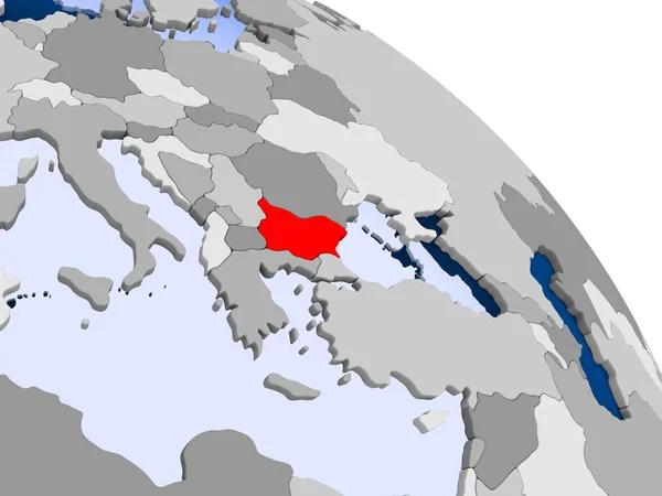 Kırmızı Şeffaf Okyanuslar Ile Dünya Üzerinde Vurgulanan Bulgaristan Illustration Çizim — Stok fotoğraf