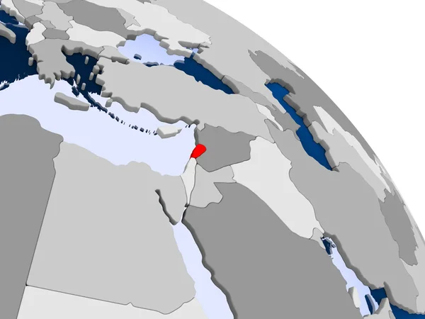 黎巴嫩的例证以红色在全球以透明的海洋突出显示 — 图库照片