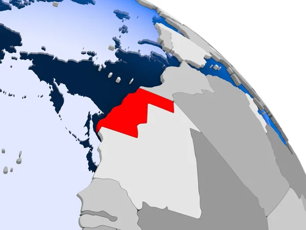 Ілюстрація Західна Сахара Виділено Червоним Кольором Всьому Світу Прозорого Океанів — стокове фото