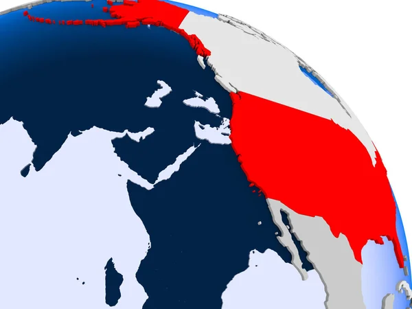 美国的例证在红色突出了在地球以透明的海洋 — 图库照片