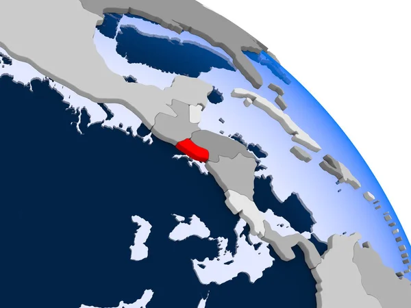 Ilustracja Salwadoru Zaznaczone Czerwono Globus Przezroczystym Oceanów Ilustracja — Zdjęcie stockowe