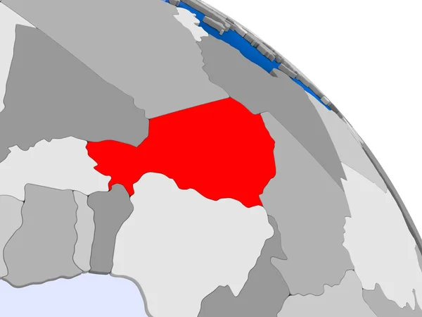 Иллюстрация Нигера Выделена Красным Земном Шаре Прозрачными Океанами Иллюстрация — стоковое фото