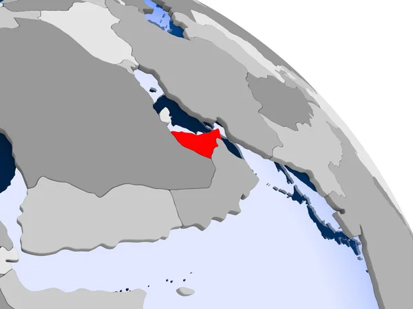 Illustration Vereinigter Arabischer Emirate Rot Hervorgehoben Auf Einem Globus Mit — Stockfoto