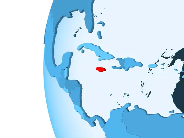 Render Jamaica Red Blue Political Globe Transparent Oceans Illustration — Stock Photo, Image