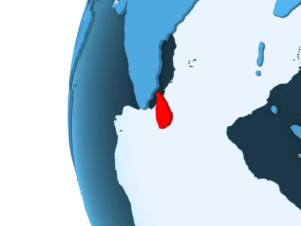 Render Srí Lanka Piros Kék Politikai Földgömb Átlátható Óceánok Illusztráció — Stock Fotó