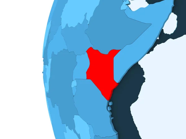 Darstellung Von Kenia Rot Auf Blauem Politischem Globus Mit Transparenten — Stockfoto