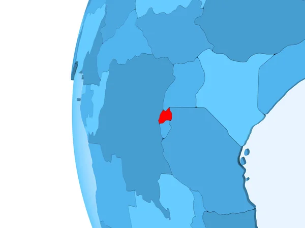 Render Rwanda Red Blue Political Globe Transparent Oceans Illustration — Stock Photo, Image