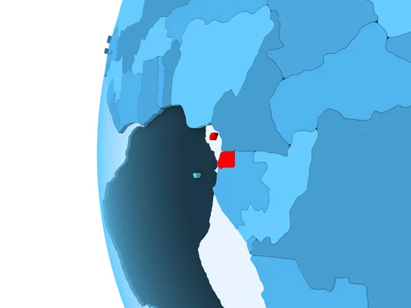 透明な海と青い政治世界の赤で赤道ギニアの のレンダリング イラストレーション — ストック写真