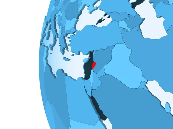 Render Libanon Piros Kék Politikai Földgömb Átlátható Óceánok Illusztráció — Stock Fotó