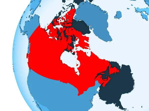Render Kanada Rött Blå Politiska Jordglob Med Öppet Hav Illustration — Stockfoto